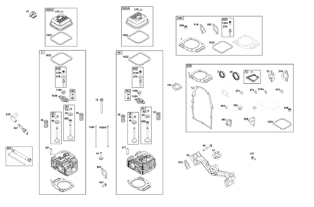 Cylinder Head Group Diagram and Parts List for 356447-0665-G1 200000 - 399999 Briggs and Stratton Engine